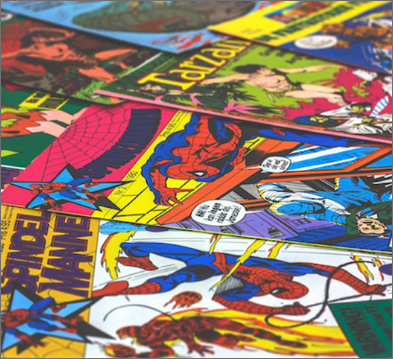 Up close image of comics