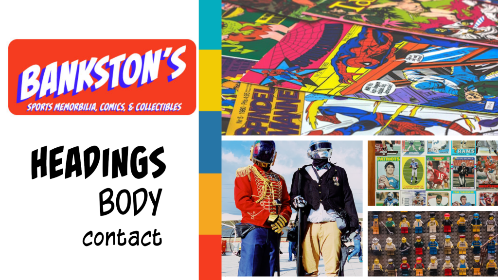 Brand board for Bankston's comics